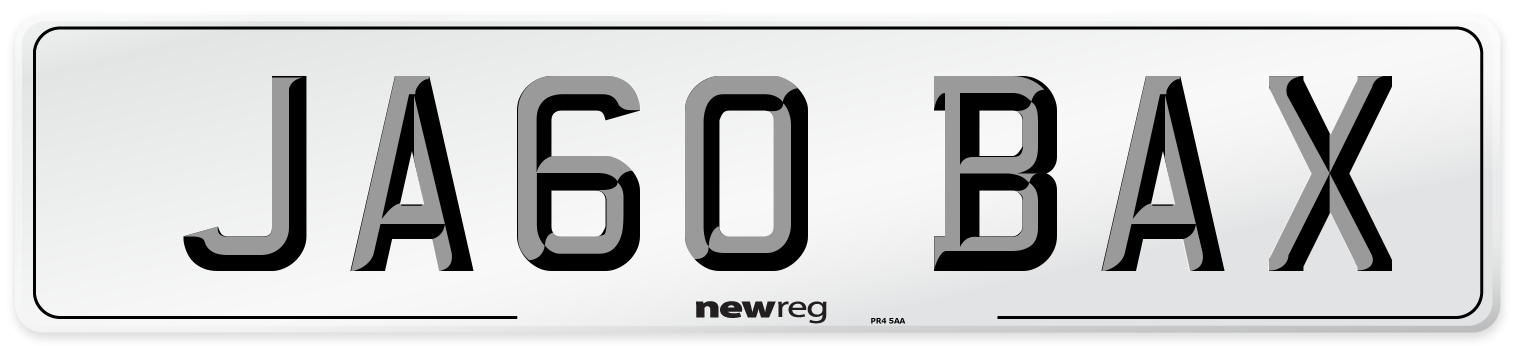 JA60 BAX Number Plate from New Reg